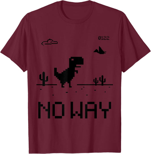 Funny Cute Pixel Offline T-Rex Game, Cool Dino Game, Gaming T-Shirt - T-Shirt | Maroon