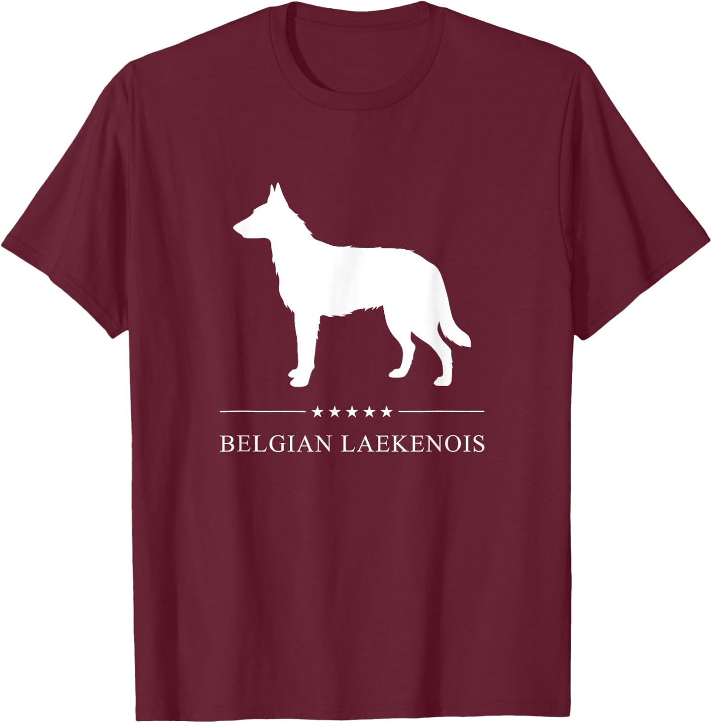 Belgian Laekenois Dog White Silhouette T-Shirt - T-Shirt | Maroon