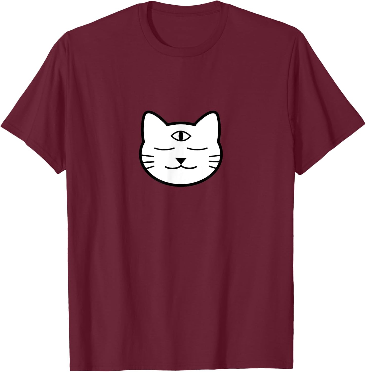 Three-Eyed Cat Third Eye Chakra Yoki Mascot Yoga Meditation T-Shirt - T-Shirt | Maroon