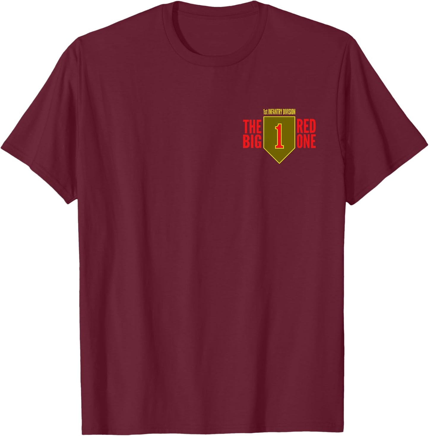 1ST INFANTRY DIVISION ARMY Black Men's Classic Fit Modern Military Theme T-Shirt - T-Shirt | Maroon