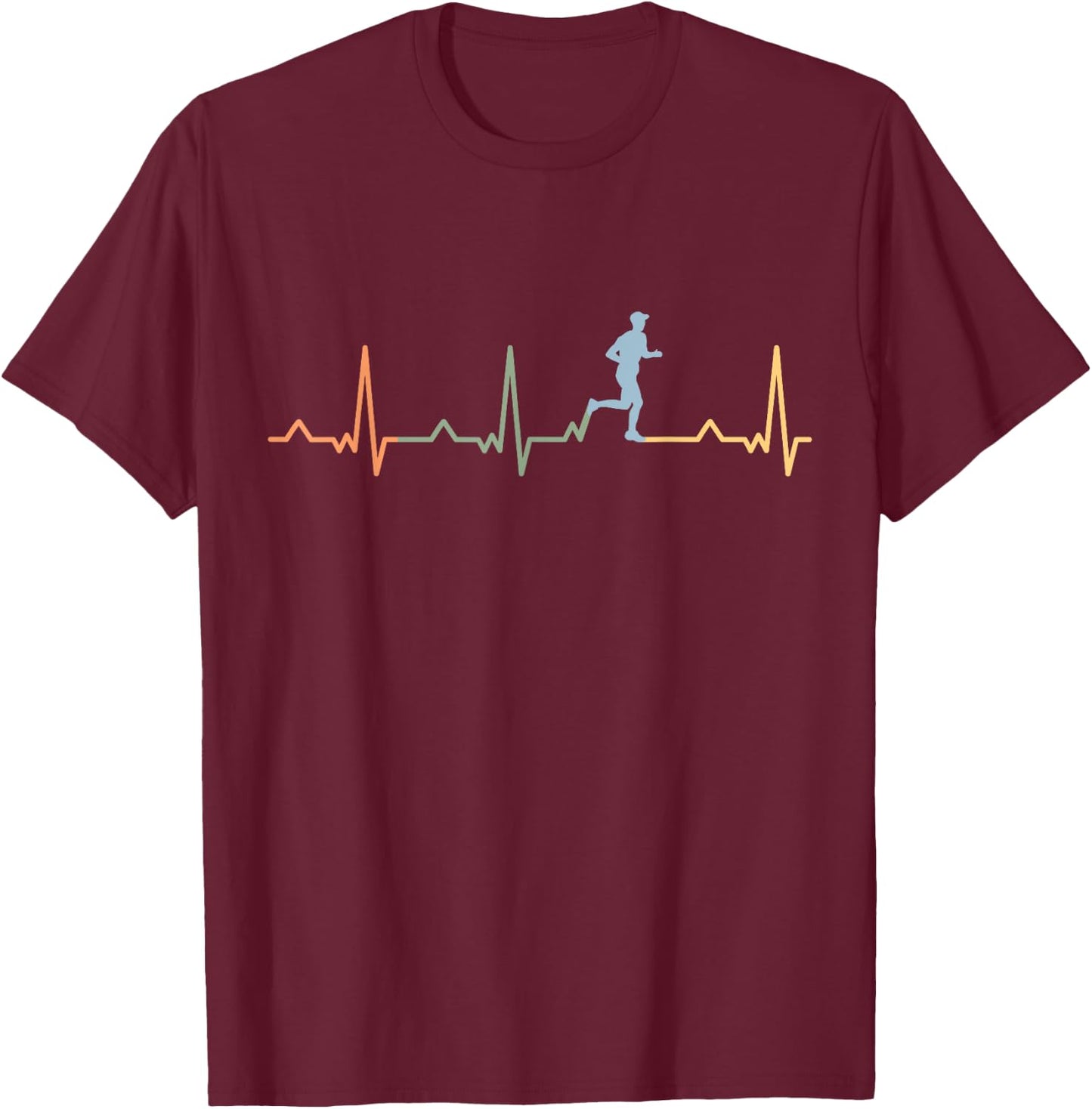 Marathon Jogging Running Heart Beat Running Sprint T-Shirt - T-Shirt | Maroon
