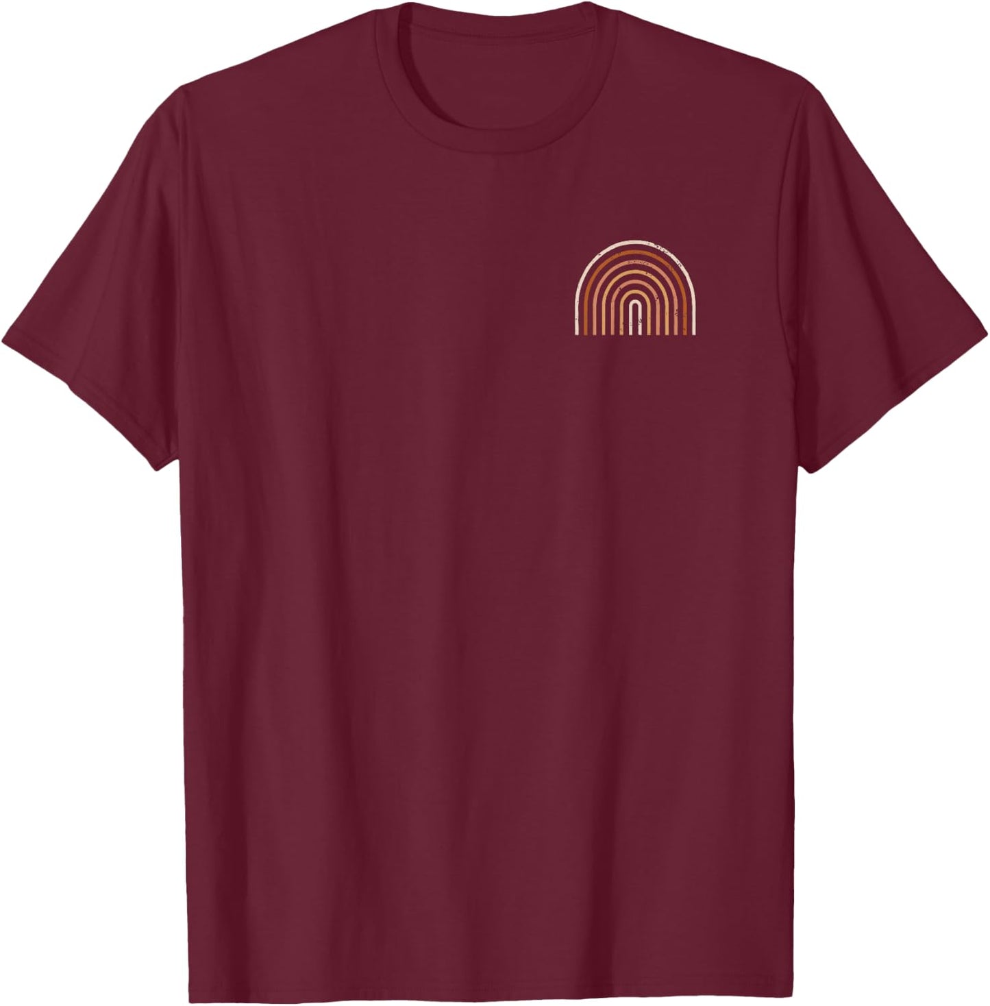 Boho Rainbow Art Abstract Colors Minimalist Graphic T-Shirt - T-Shirt | Maroon