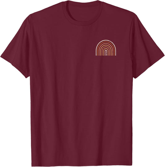 Boho Rainbow Art Abstract Colors Minimalist Graphic T-Shirt - T-Shirt | Maroon
