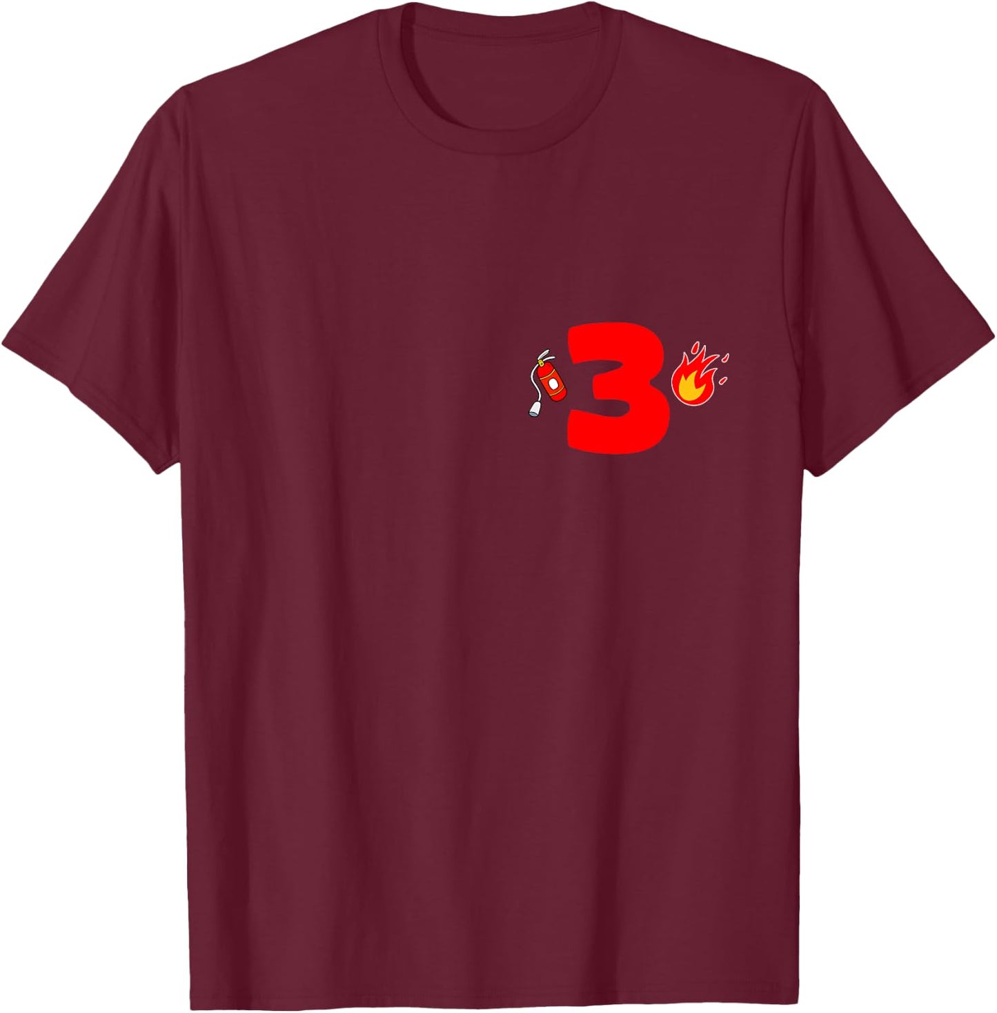 Kids Sound The Alarm I'm 3 Fire Truck 3rd Birthday boy party T-Shirt - T-Shirt | Maroon