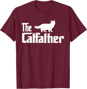 The Catfather Ragdoll Cat Lover Funny Father Cat Dad Men Women Girls Kids T-Shirt - T-Shirt | Maroon