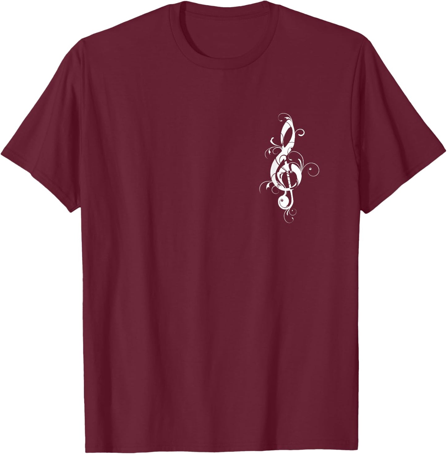 Treble Clef, Treble Clef, Floral, Musical Note T-Shirt - T-Shirt | Maroon