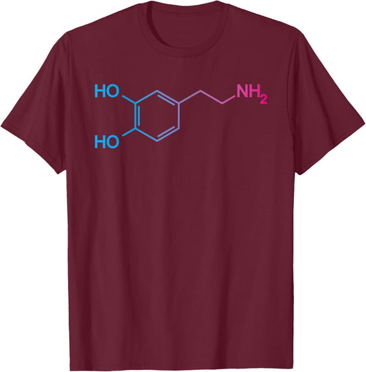 Dopamine Molecule Happiness - Biologist T-Shirt - T-Shirt | Maroon