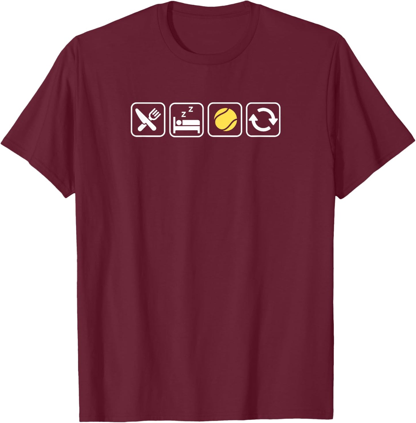 Eat Sleep Tennis Repeat | Ball Design, For Tennis Lovers T-Shirt - T-Shirt | Maroon