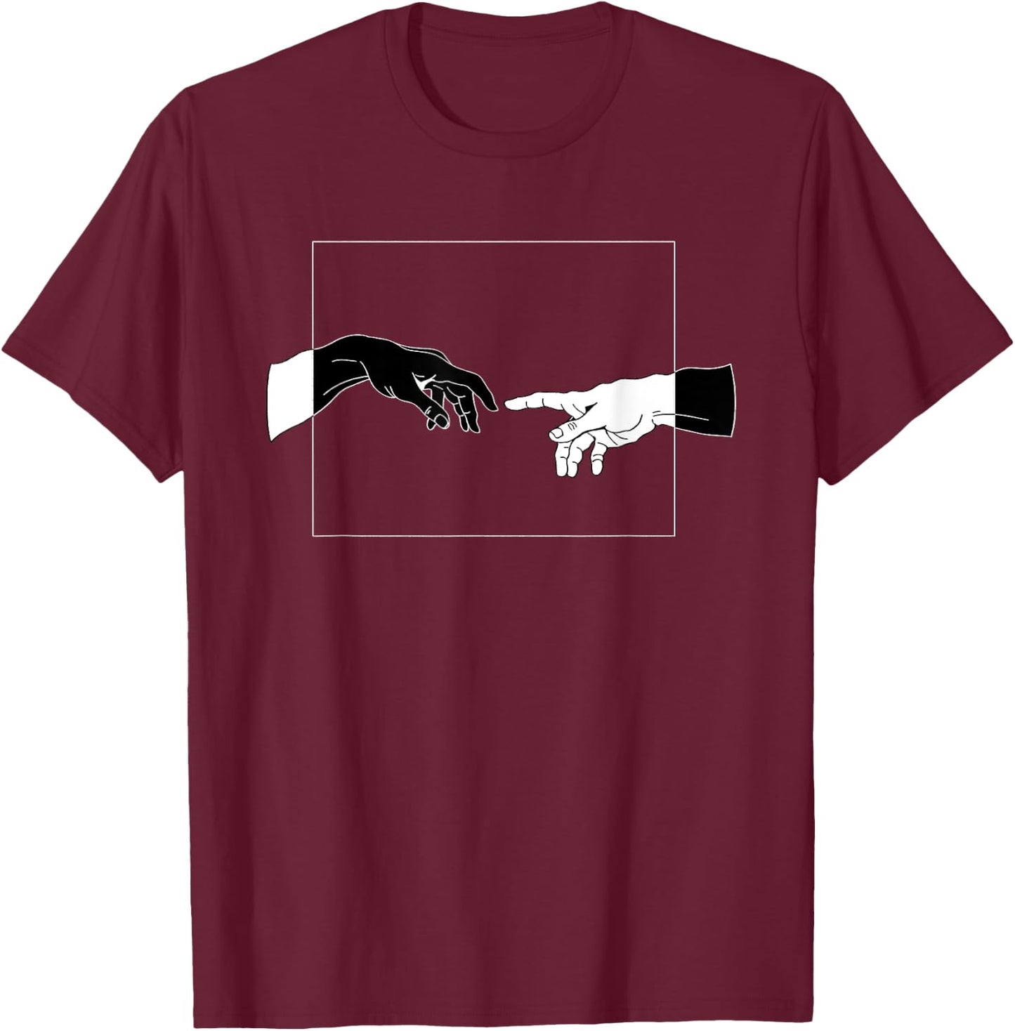 Light Touch Creation of Adam Hand of God Art Gift T-Shirt - T-Shirt | Maroon