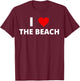 I Love The Beach (Featuring A Red Heart) Men Women Kids T-Shirt - T-Shirt | Maroon