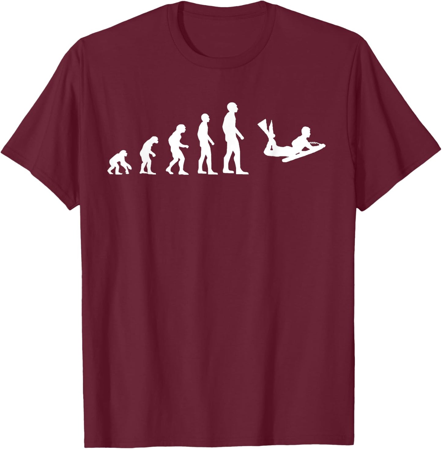 Bodyboard Evolution Silhouette Bodyboarding Funny T-Shirt - T-Shirt | Maroon