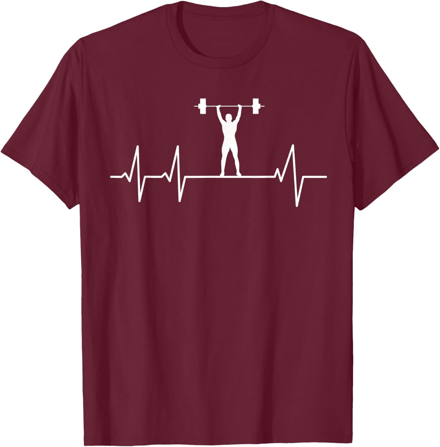 Weightlifter heartbeat ECG heart rate athlete T-Shirt - T-Shirt | Maroon