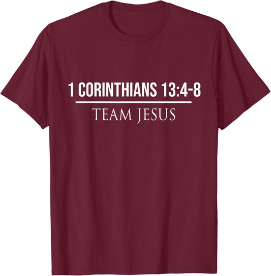 1 Corinthians 13:4-8 Christian Bible Verses Jesus Christ T-Shirt - T-Shirt | Maroon