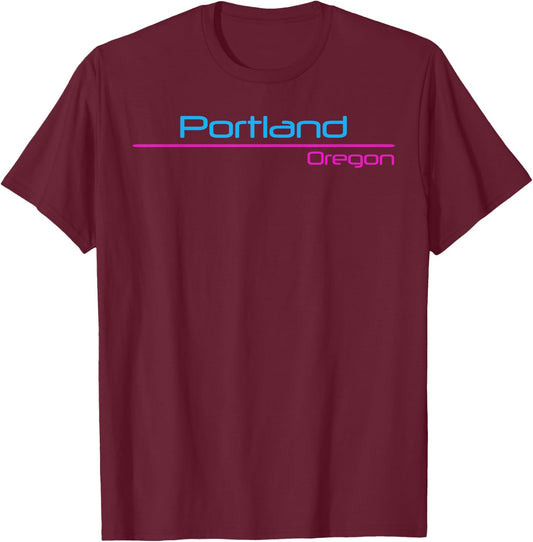 Retro Portland Oregon T-Shirt - T-Shirt | Maroon