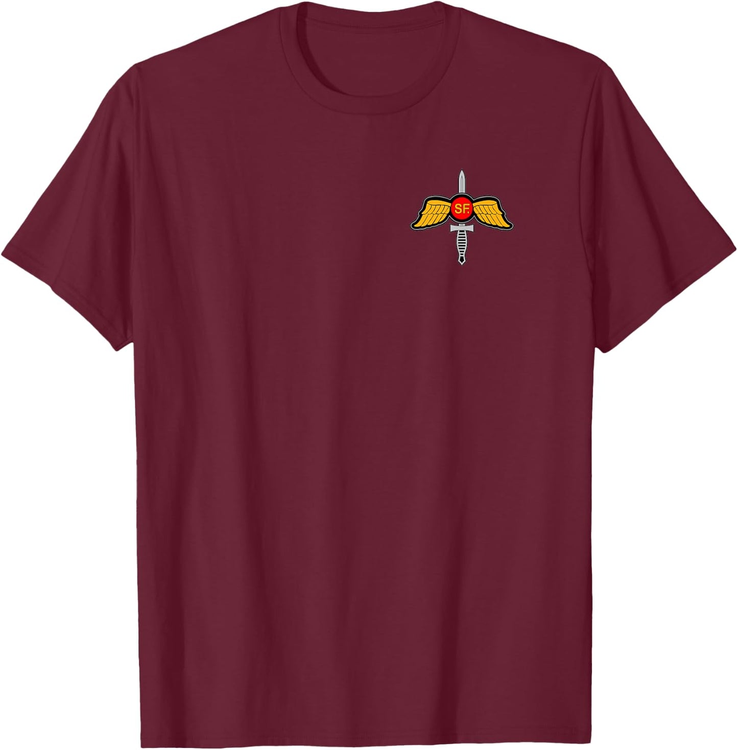 Nate's SOF- 's OSS Jedburgh Team Wings and Dagger , Small, Black T-Shirt - T-Shirt | Maroon