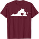 Virginia Lovers State Heart | Vintage Throwback Gift T-Shirt - T-Shirt | Maroon