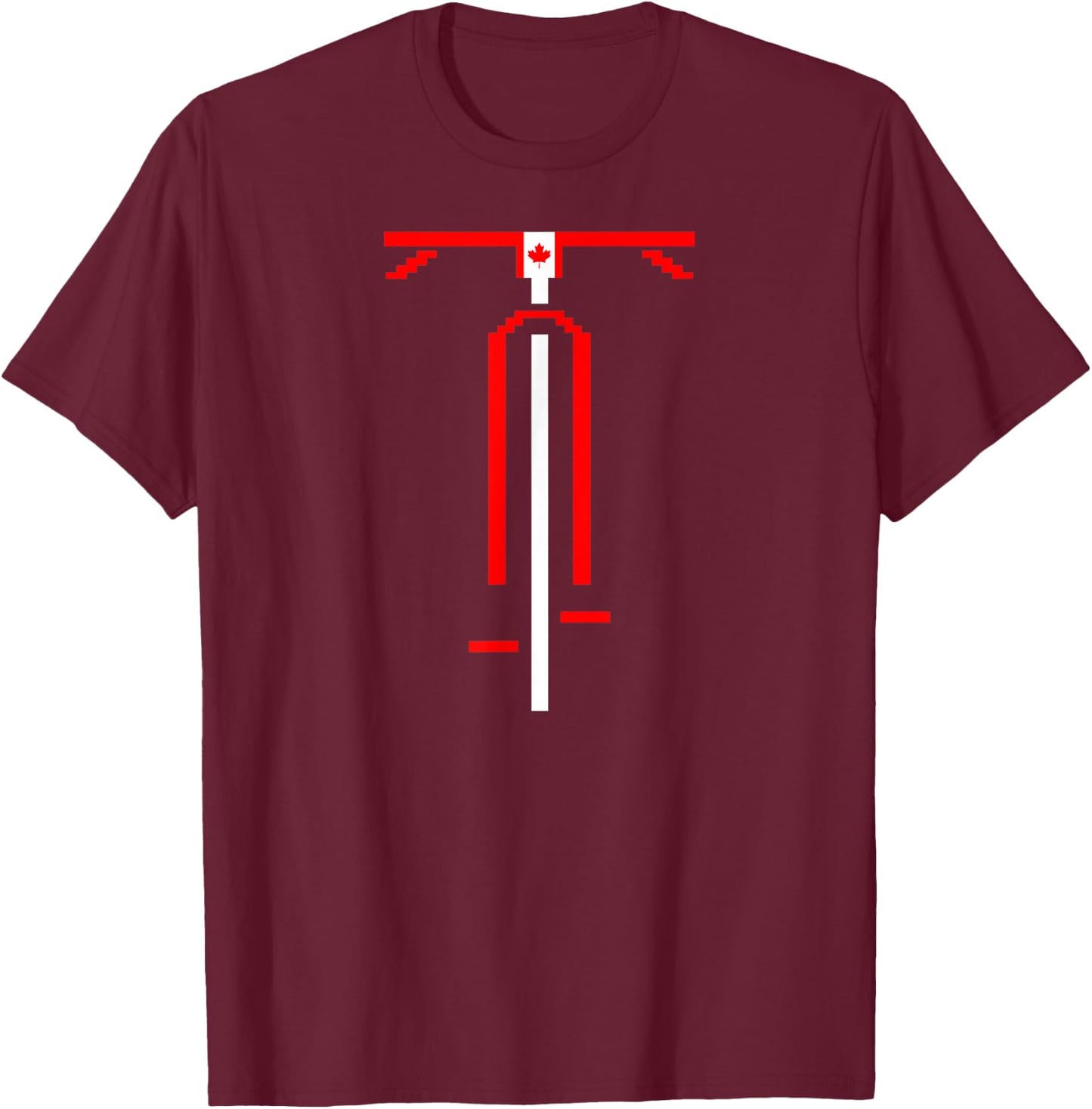 Canadian Flag Biking Icon Cycling Love Bike Riding Canada T-Shirt - T-Shirt | Maroon