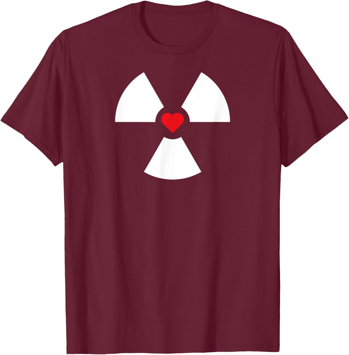 Radioactive Sign Radiation Hazard Heart Symbol Nuclear Love T-Shirt - T-Shirt | Maroon