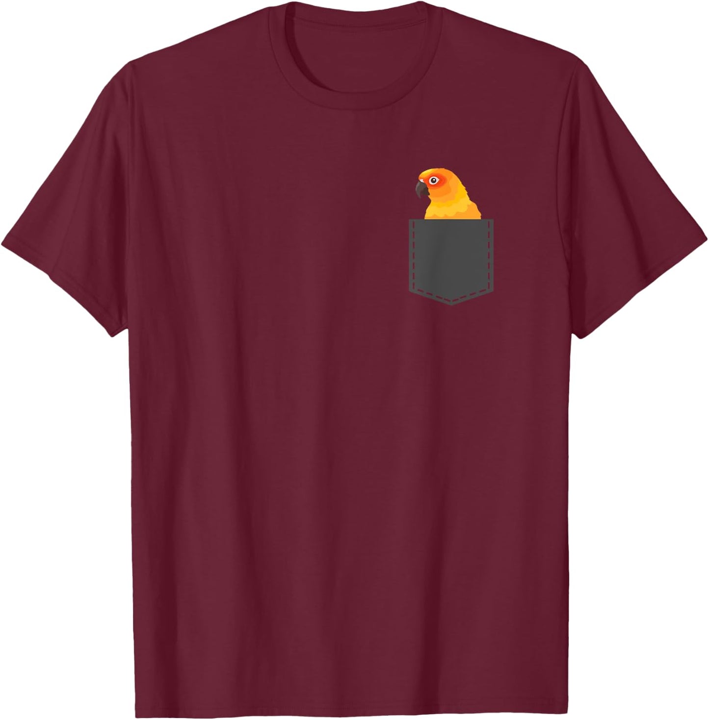 Funny Sun Conure Bird Lover Parrots Pocket Animals Gifts T-Shirt - T-Shirt | Maroon