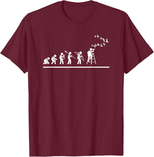 Funny Birding Watch Designs Bird Watching Evolution Funny Bird Watching T-Shirt - T-Shirt | Maroon