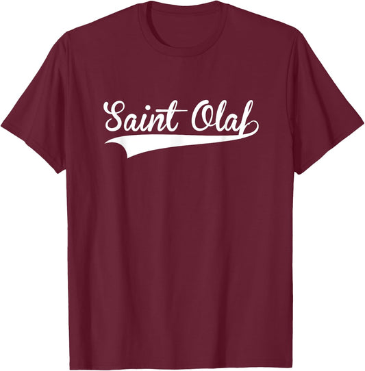 SAINT OLAF Baseball Vintage Retro Font T-Shirt - T-Shirt | Maroon
