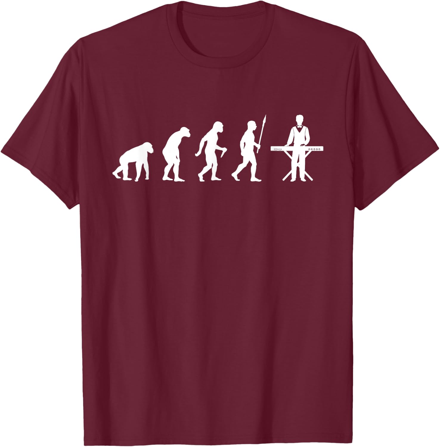 Keyboard Evolution Hobby Sport Keyboard player T-Shirt - T-Shirt | Maroon