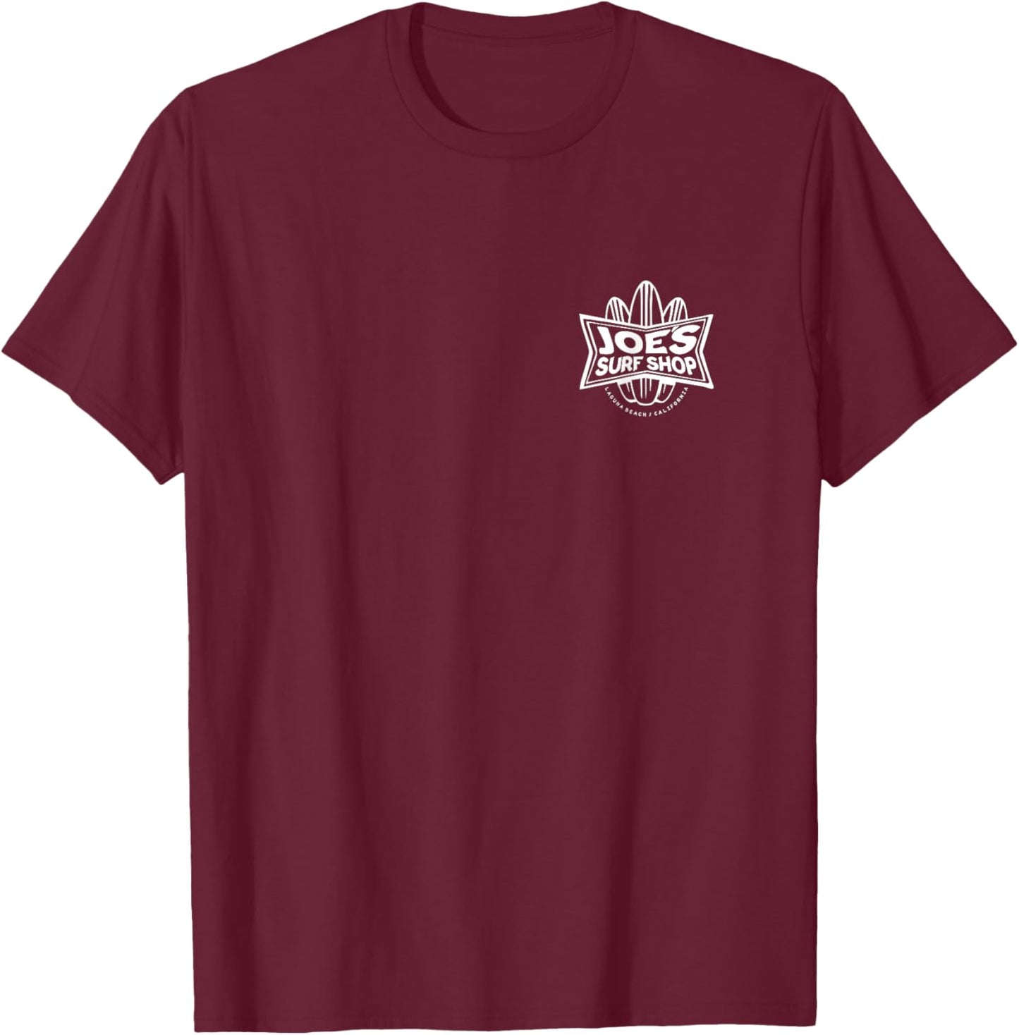 Joe's Surf Three Surfboards Logo Graphic T-Shirt - T-Shirt | Maroon
