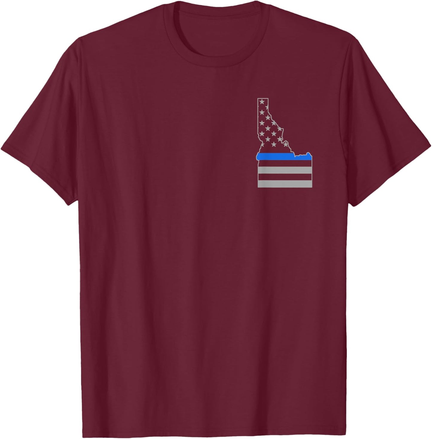 Idaho US Thin Blue Line Flag Police Officer Cop T-Shirt - T-Shirt | Maroon