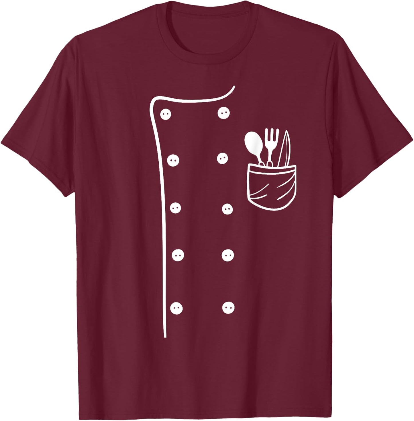 Chef Cook Uniform Costume Halloween T-Shirt - T-Shirt | Maroon
