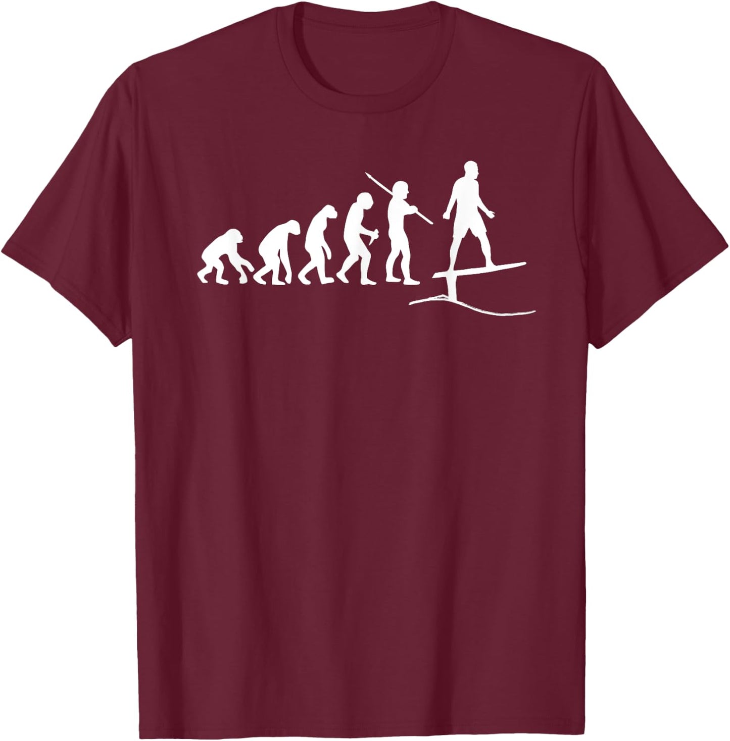 Funny Foils Surfing Boarding Evolution Wave Surf Foiling T-Shirt - T-Shirt | Maroon