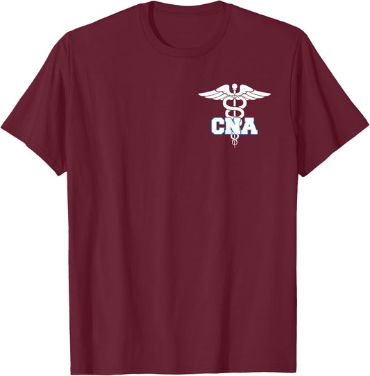 CNA Caduceus Medical Symbol Nurse Gifts T-Shirt - T-Shirt | Maroon