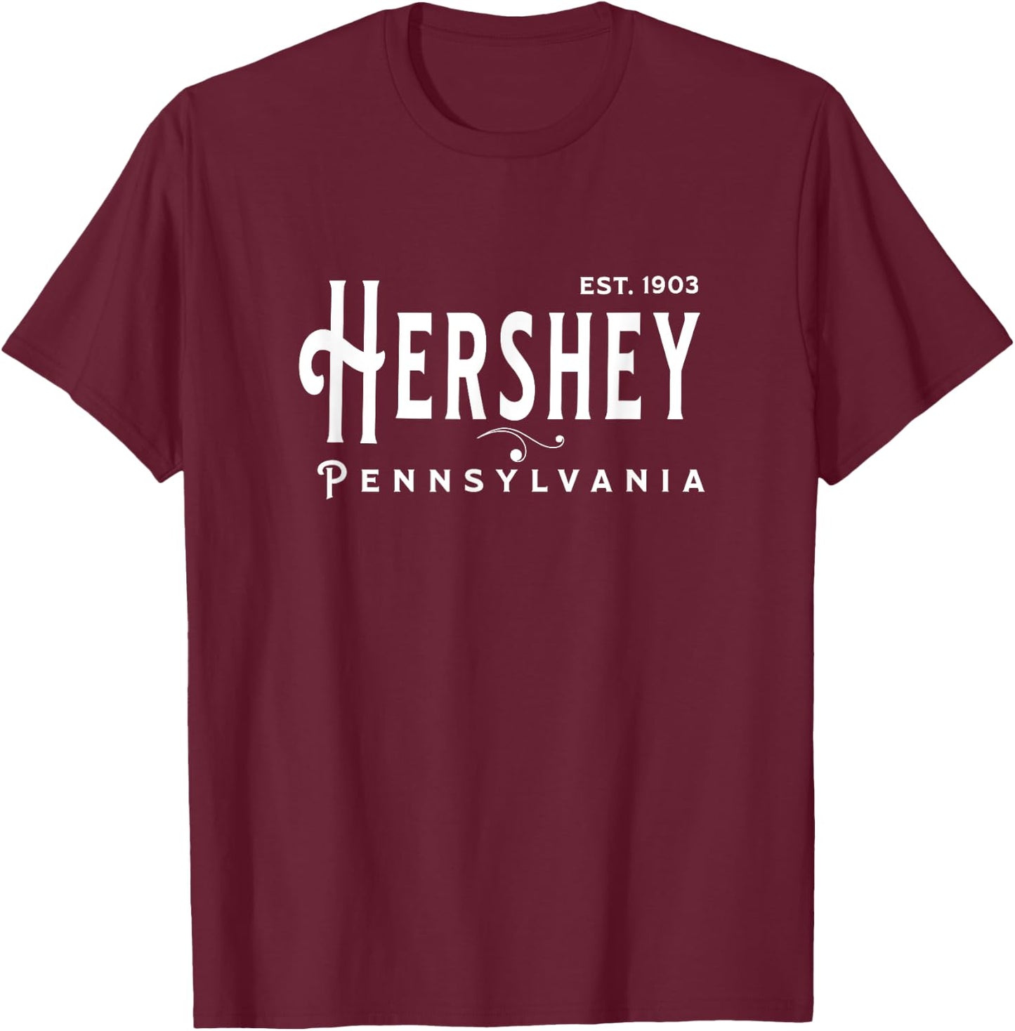 Vintage Pennsylvania Souvenir Visit Hershey Pa , Small, Black T-Shirt - T-Shirt | Maroon
