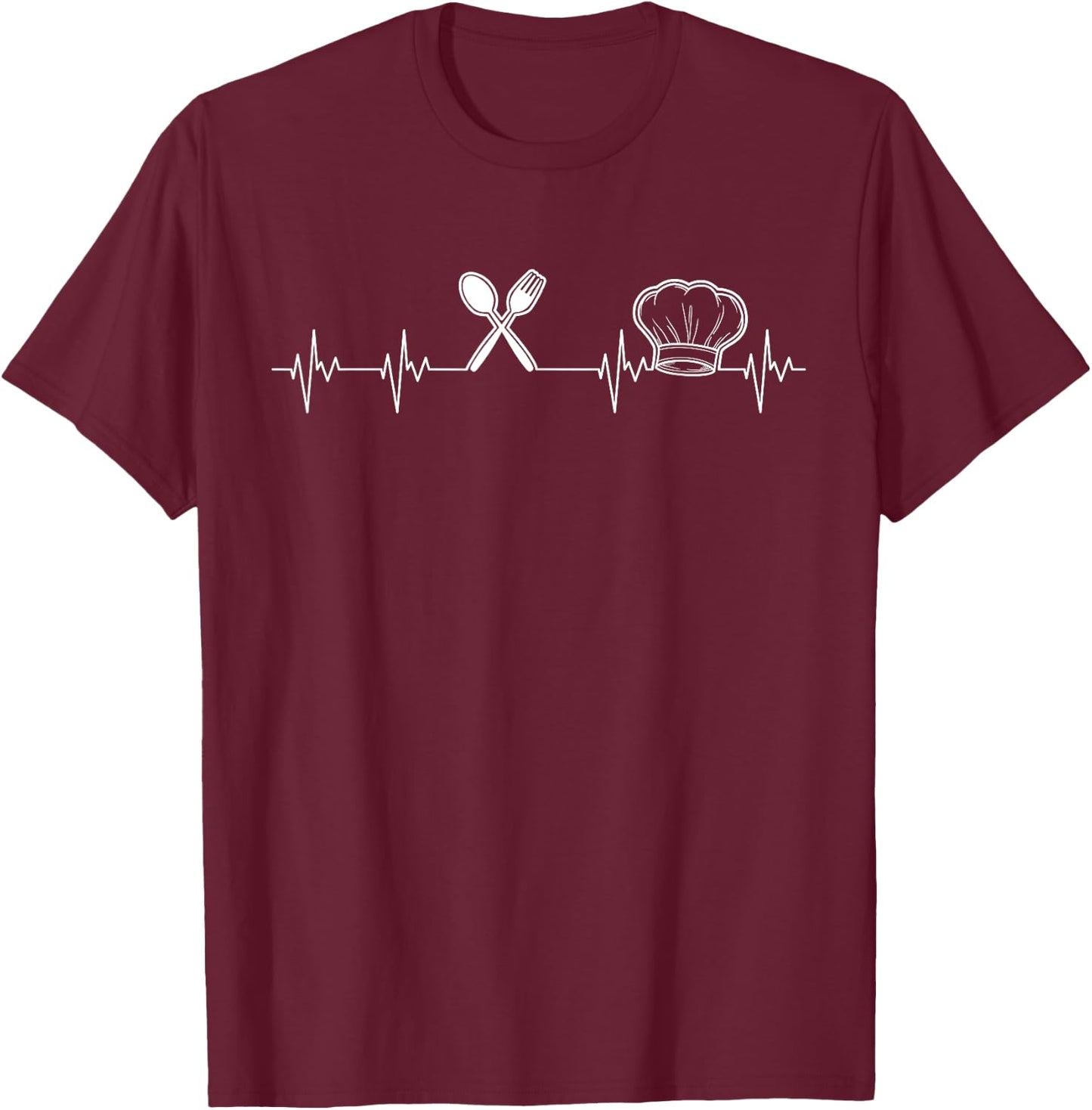 Chef Heartbeat Funny Culinary Chef Gift Cooking Lover T-Shirt - T-Shirt | Maroon