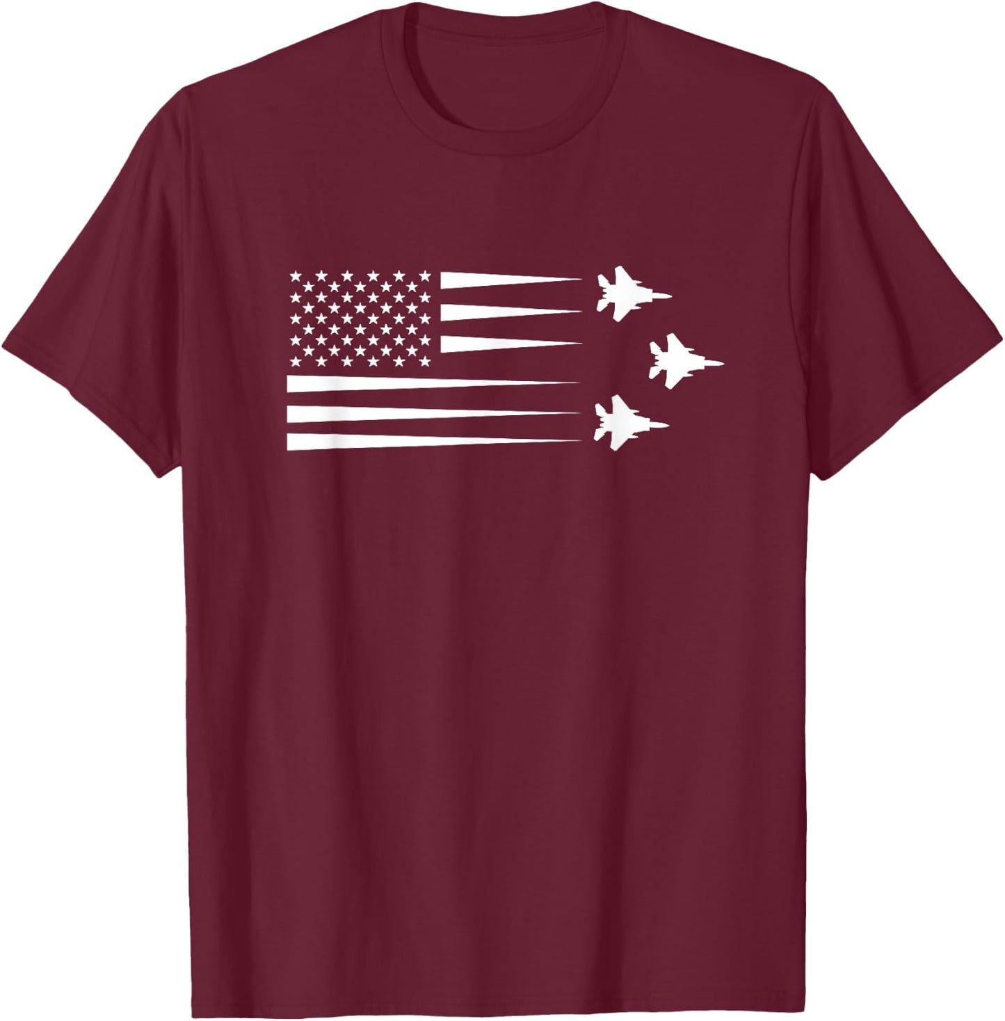 F-15 Eagle US American Flag T-Shirt - T-Shirt | Maroon