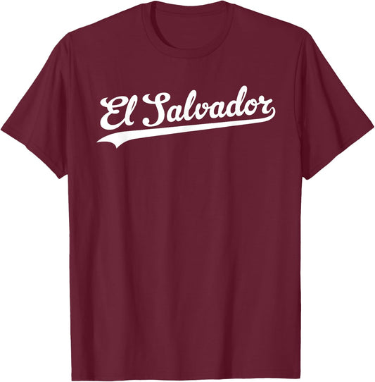 El Salvador Baseball Jersey Script Vintage Retro Style T-Shirt - T-Shirt | Maroon