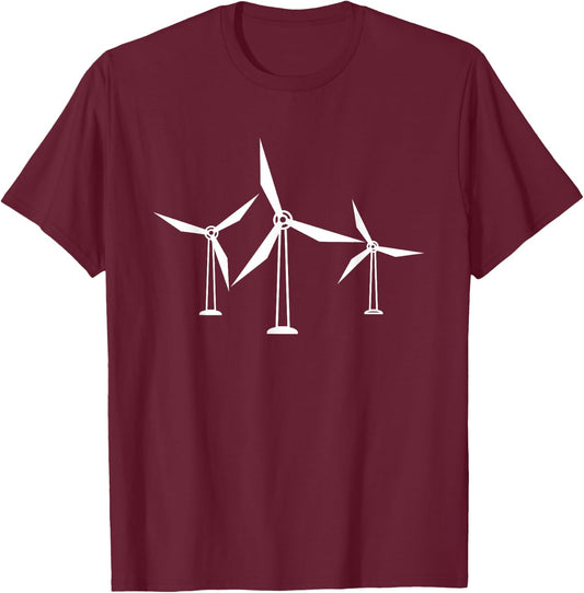 Funny Renewable Energy Solar Wind Windmill Turbine Farm Gift T-Shirt - T-Shirt | Maroon