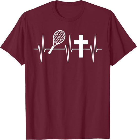 Christian Tennis Shirt Religious Jesus Tennis Player T-Shirt - T-Shirt | Maroon