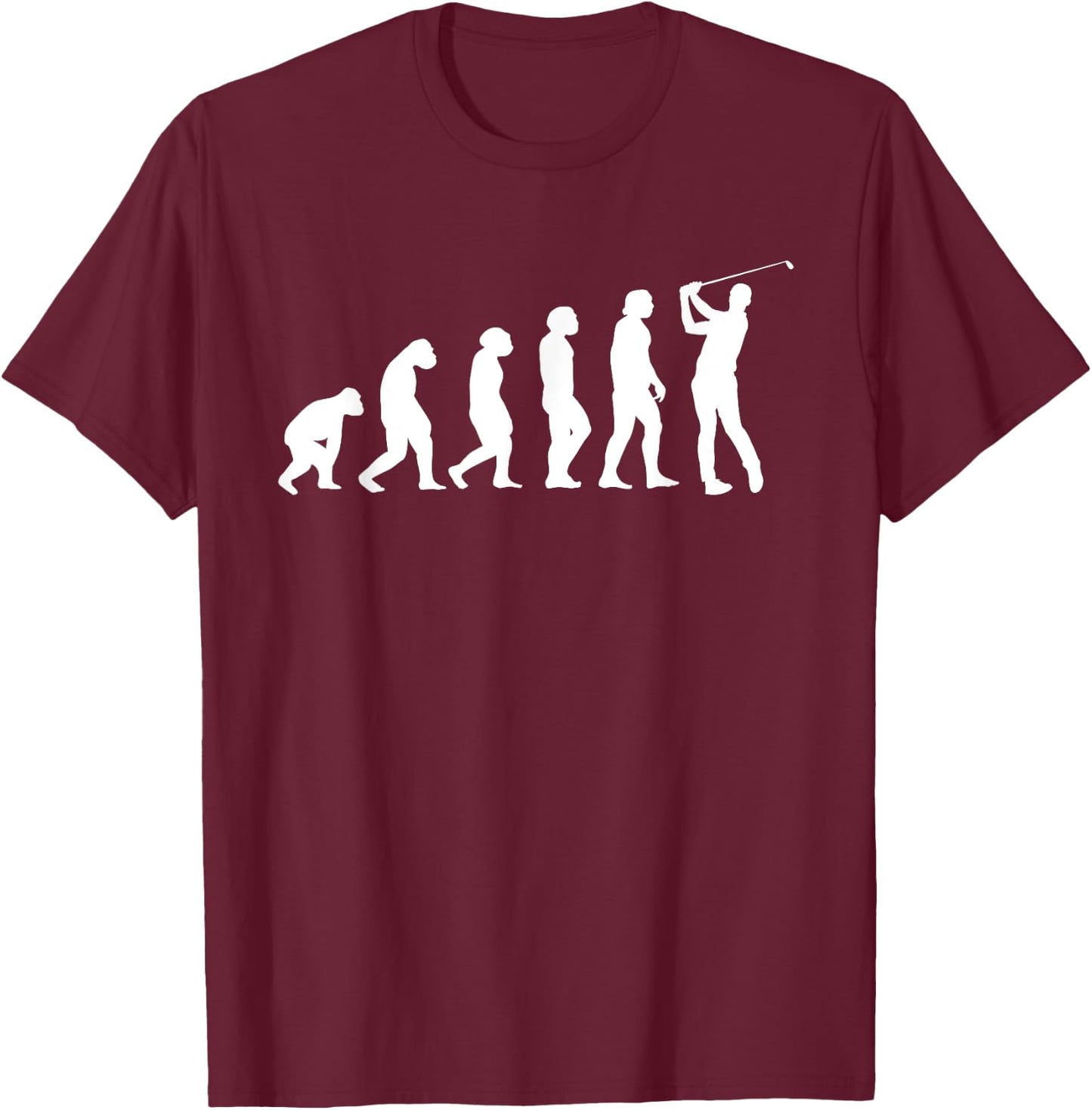 Golf Evolution Man Monkey Ape Golfer Golf Lover Player T-Shirt - T-Shirt | Maroon