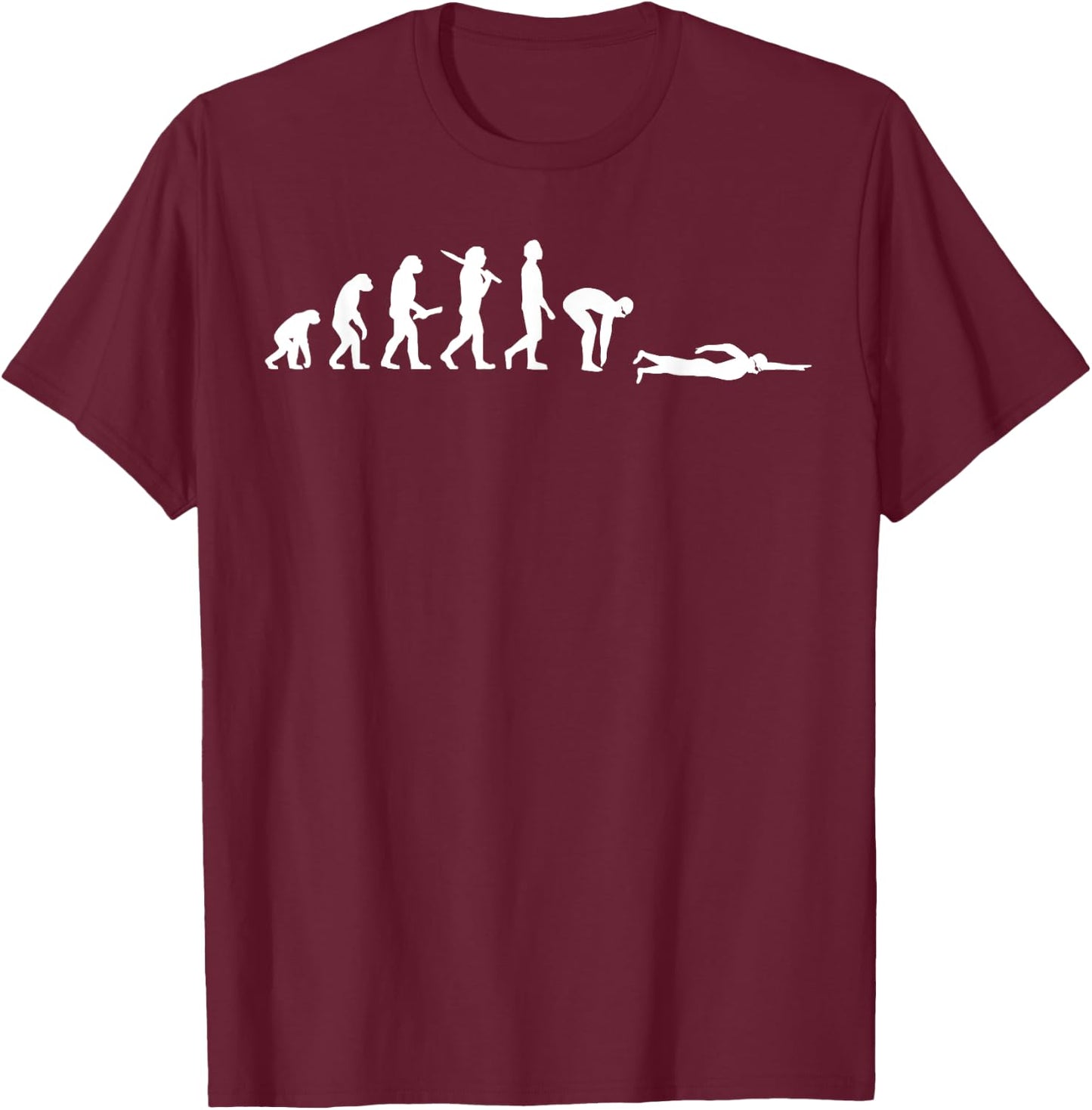 Funny Swimming Evolution Gift Swimmers T-Shirt - T-Shirt | Maroon