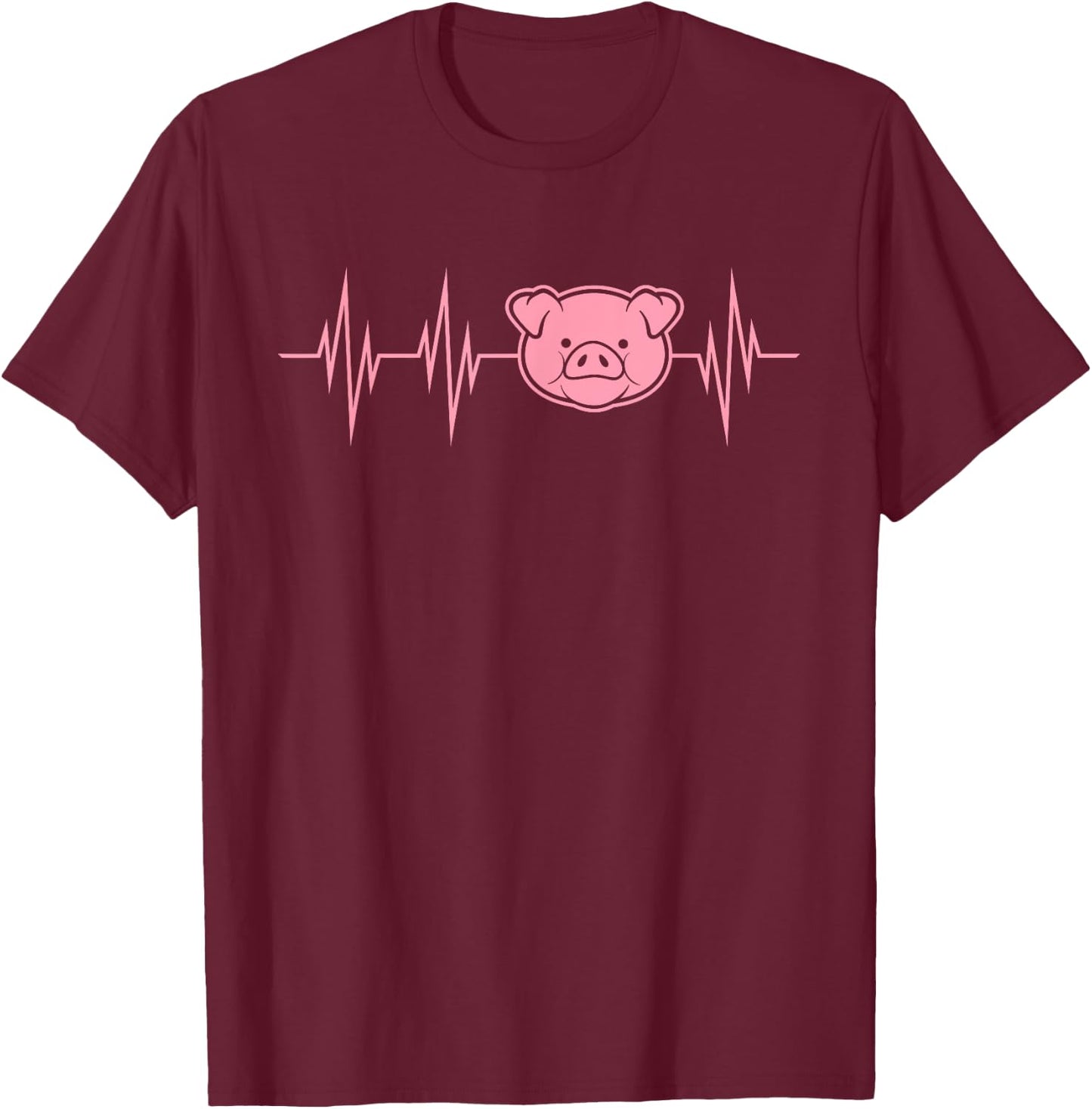 I Love My Pig Heart Valve Heartbeat Funny Barn Farmer Gift T-Shirt - T-Shirt | Maroon