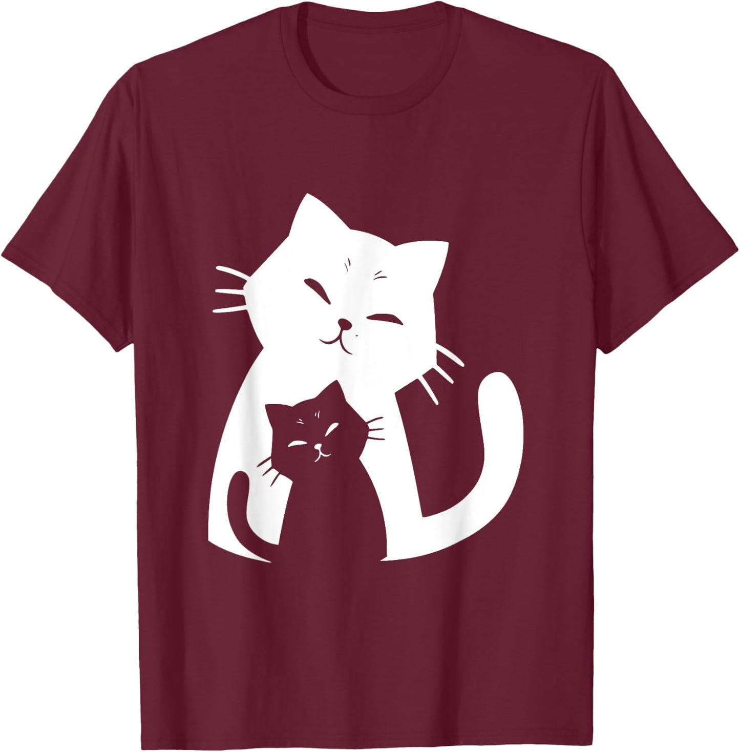 Black Cat and White Cat Women Girls Kids T-Shirt - T-Shirt | Maroon