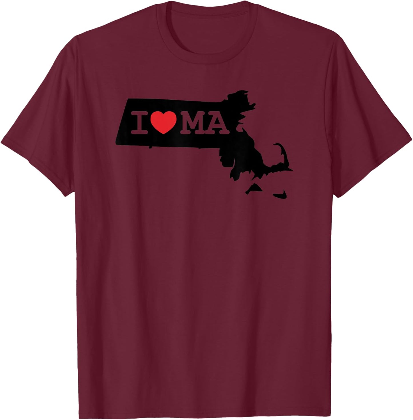 I Heart MA Love Boston Massachusetts Silhouette Art Gift T-Shirt - T-Shirt | Maroon