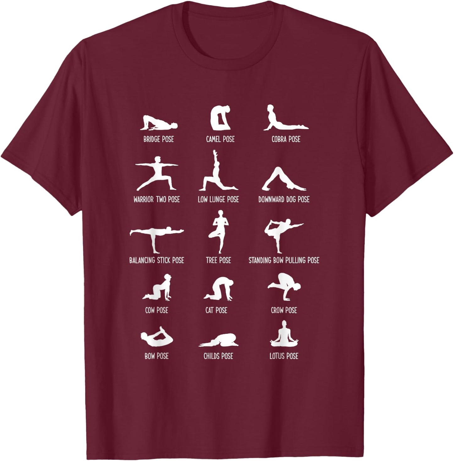 Yoga Poses Chart Yogi Yoga Gift T-Shirt - T-Shirt | Maroon