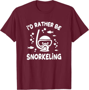 Funny Snorkeling I'd Rather Be Snorkeling Vacation T-Shirt - T-Shirt | Maroon