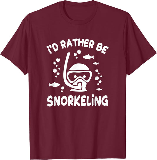 Funny Snorkeling I'd Rather Be Snorkeling Vacation T-Shirt - T-Shirt | Maroon