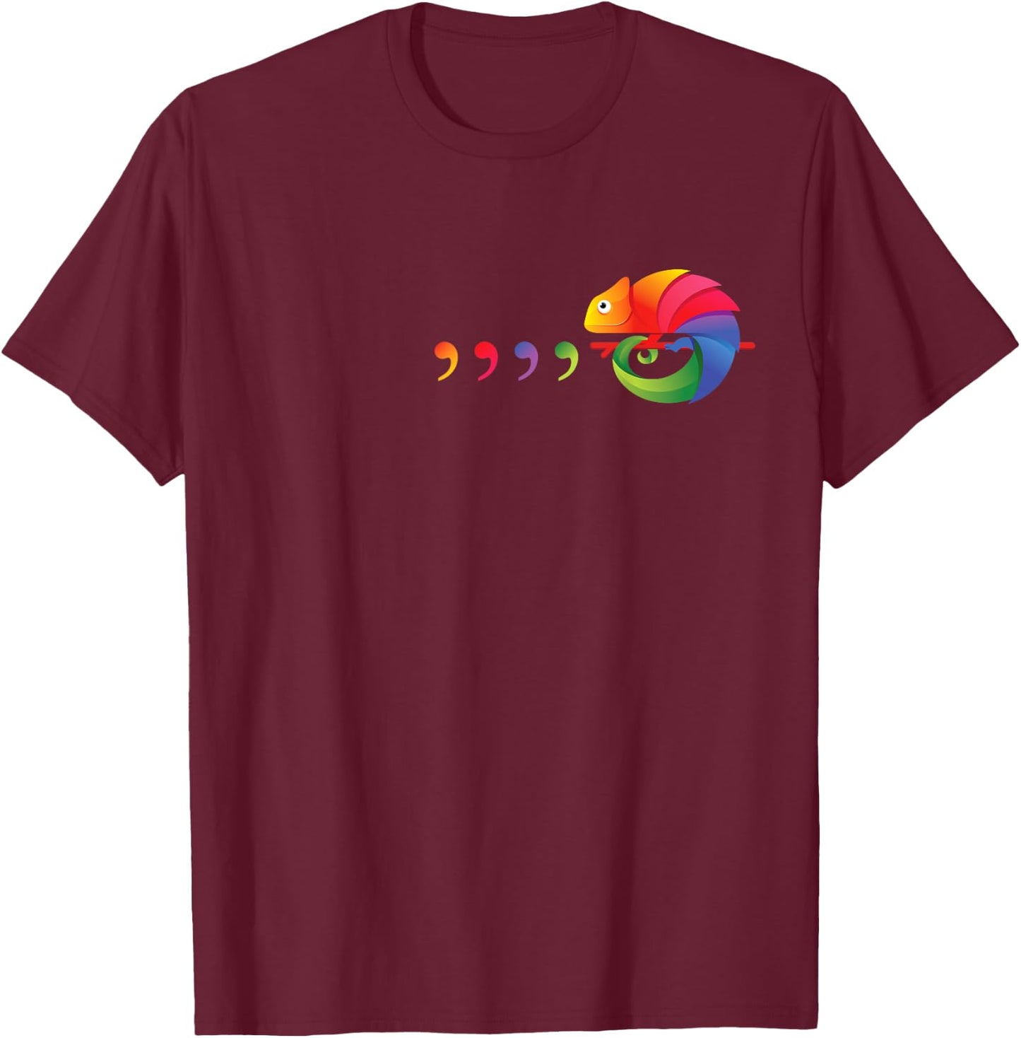 Comma Chameleon Funny 80's Throwback T-Shirt - T-Shirt | Maroon