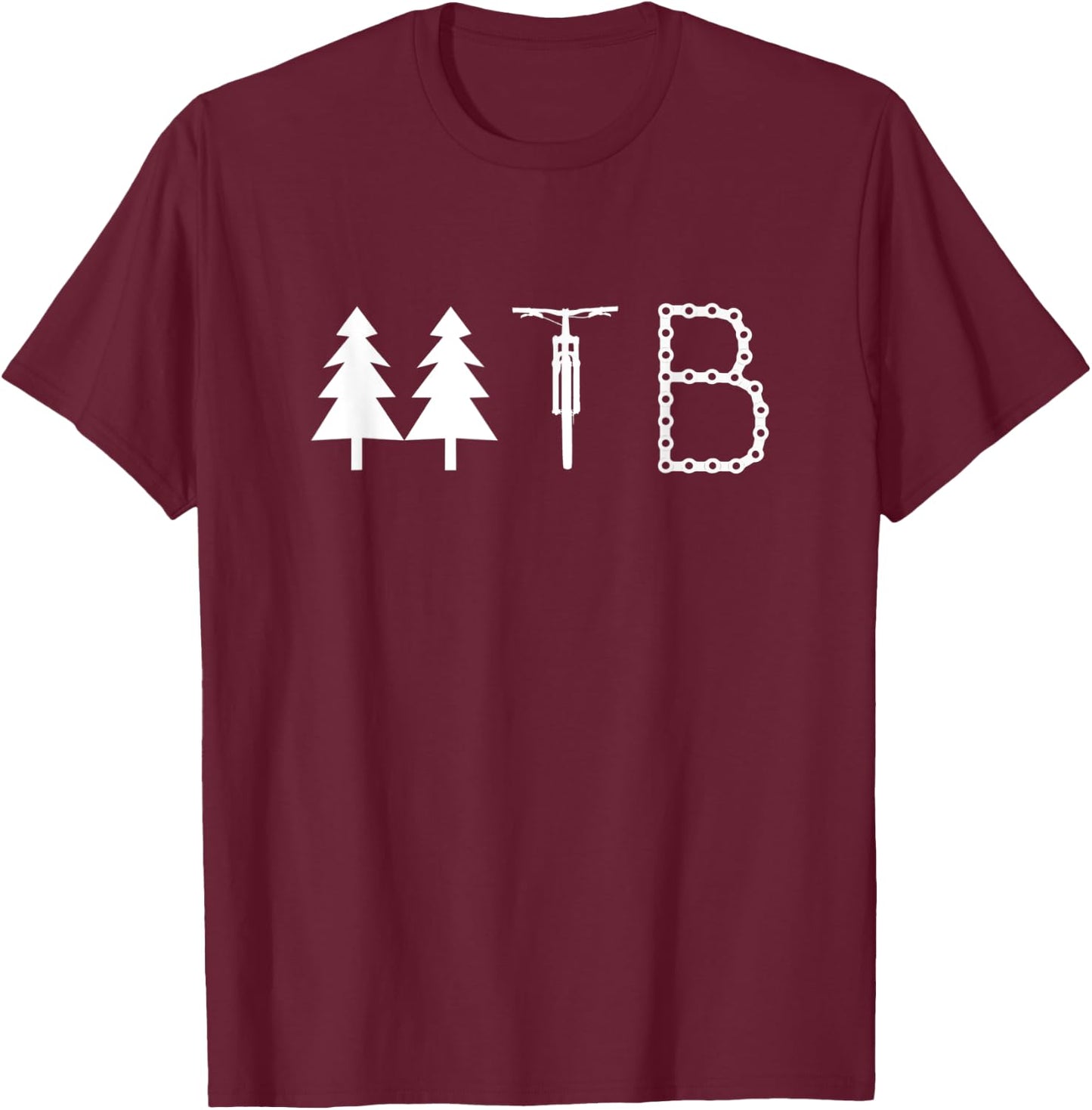 Mountain Bike T Shirt - Tree Bike Chain Mountain Bike MTB T-Shirt - T-Shirt | Maroon