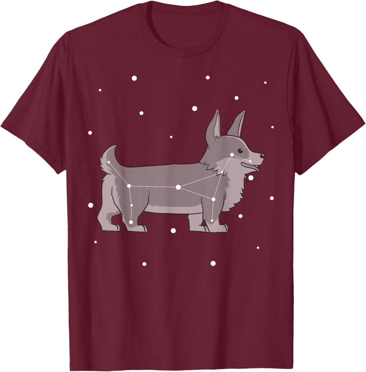 Constellation Corgi Dog T-Shirt - T-Shirt | Maroon