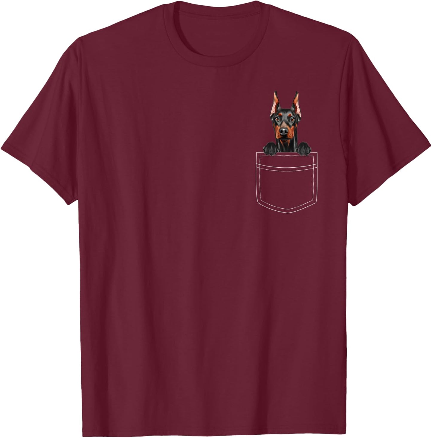Doberman Pinscher Dog In Pocket Funny Dog Lover T-Shirt - T-Shirt | Maroon