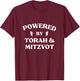 Powered By Torah And Mitzvot Jewish Camp Bar Mitzvah Hebrew T-Shirt - T-Shirt | Maroon